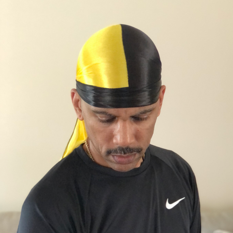 Two Color: Gold & Black Silky Durag
