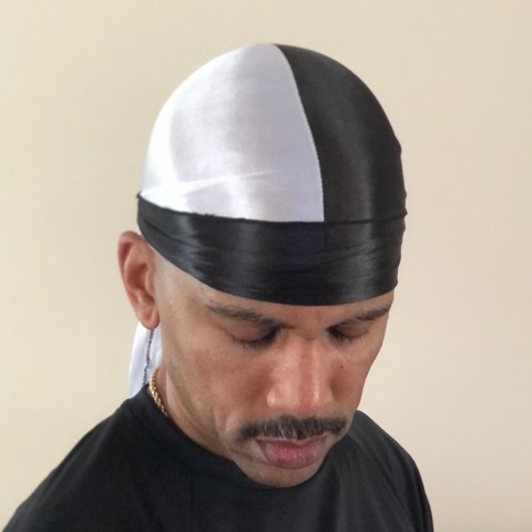 Two Color: Black & White Silky Durag
