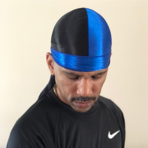 Two Color: Black & Blue Silky Durag