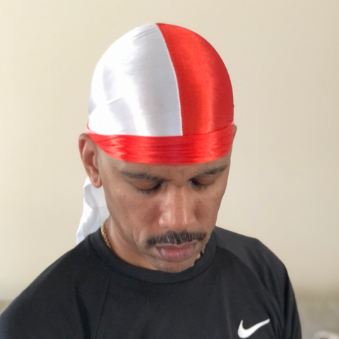 Two Color: Red & White Silky Durag