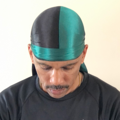 Two Color: Green & Black Silky Durag